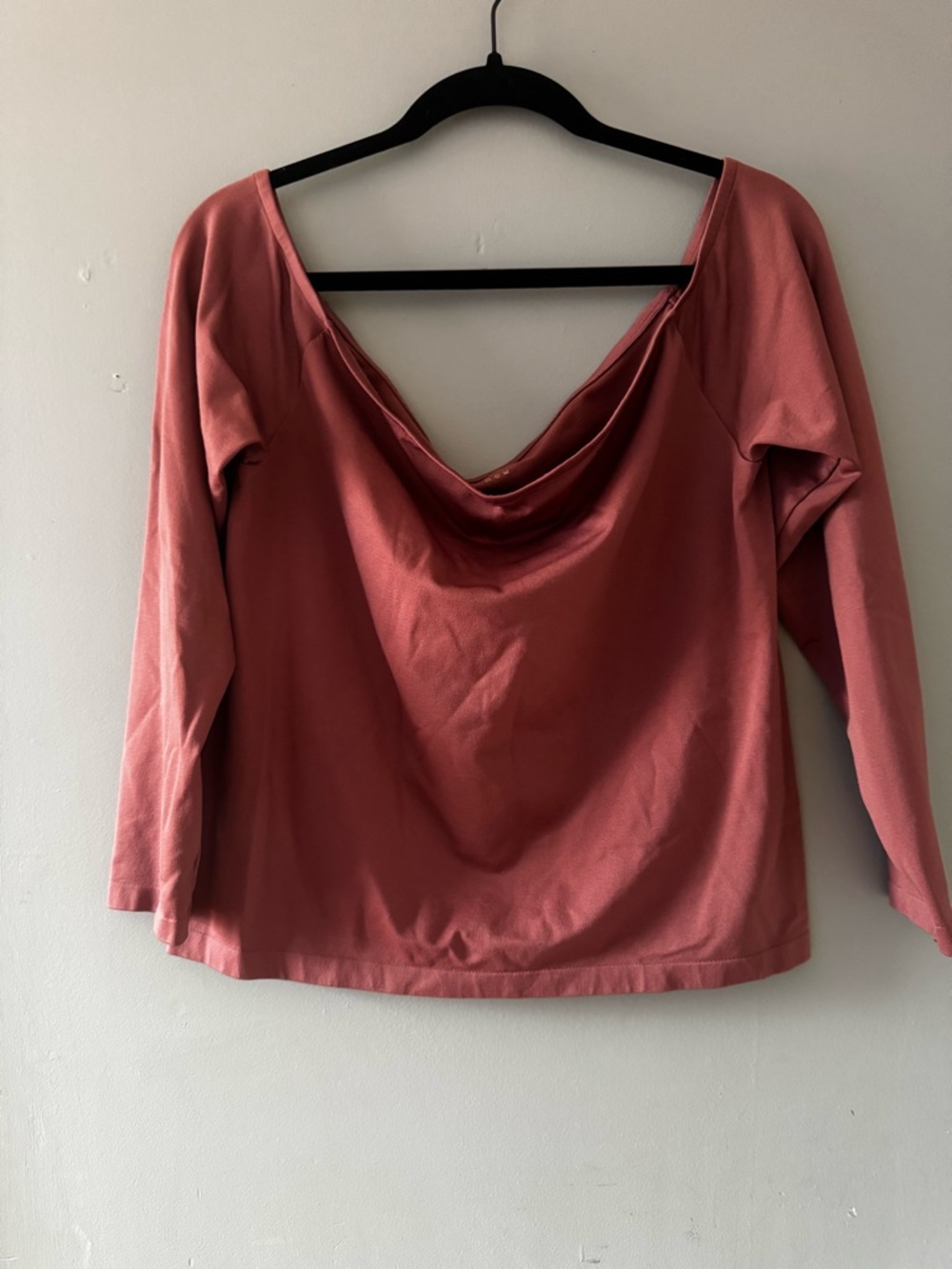 a new day Rose Rust Cowl-Neck Off the Shoulder Long Sleeve Top